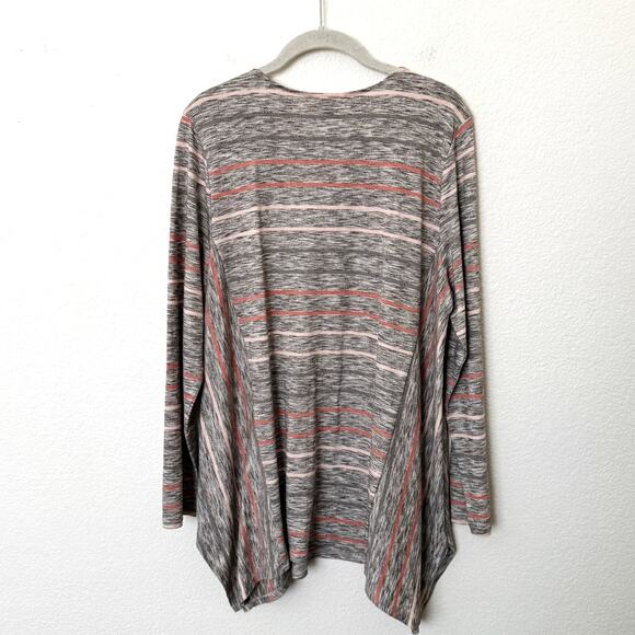[J. Jill] Pure Jill Striped Scoop Neck Marled Long Sleeve Tunic Top NWT Sz Large - Picture 2 of 11